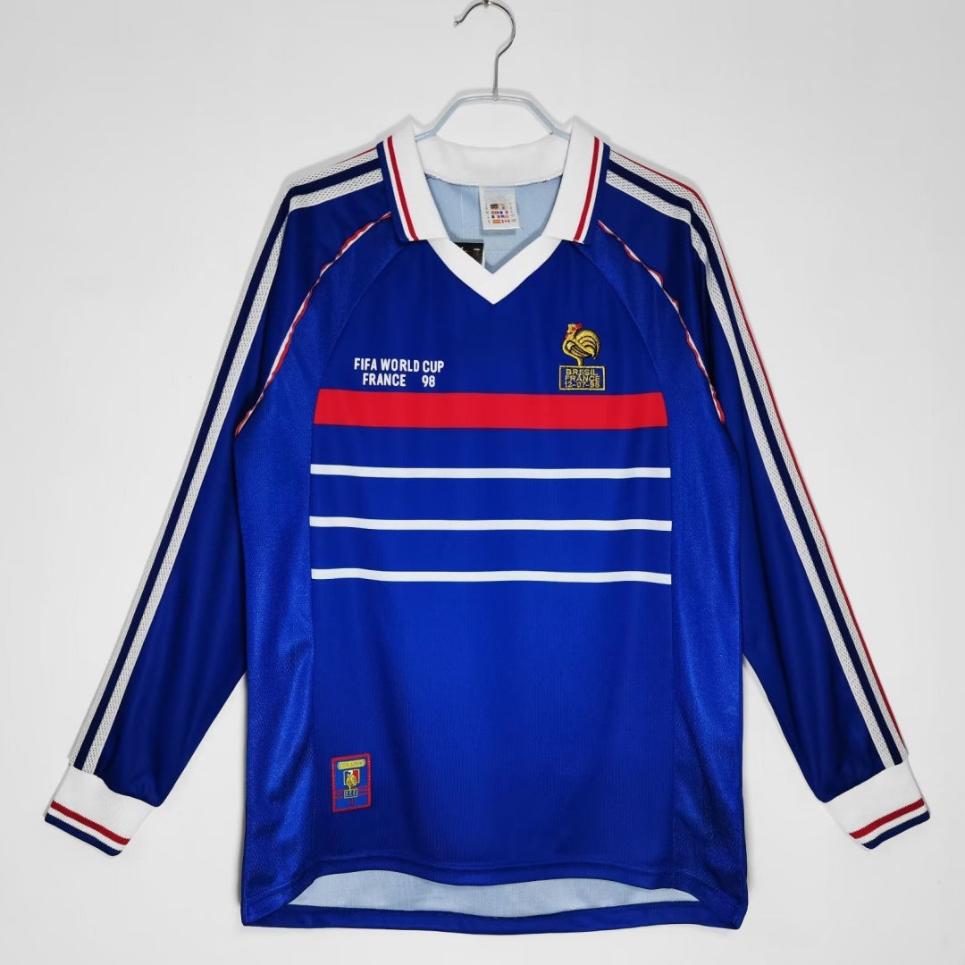 1998 Maillot Retro France Domicile  Manches Longues